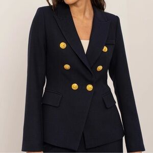Double-Breasted Black Women's Blazer with Gold Buttons